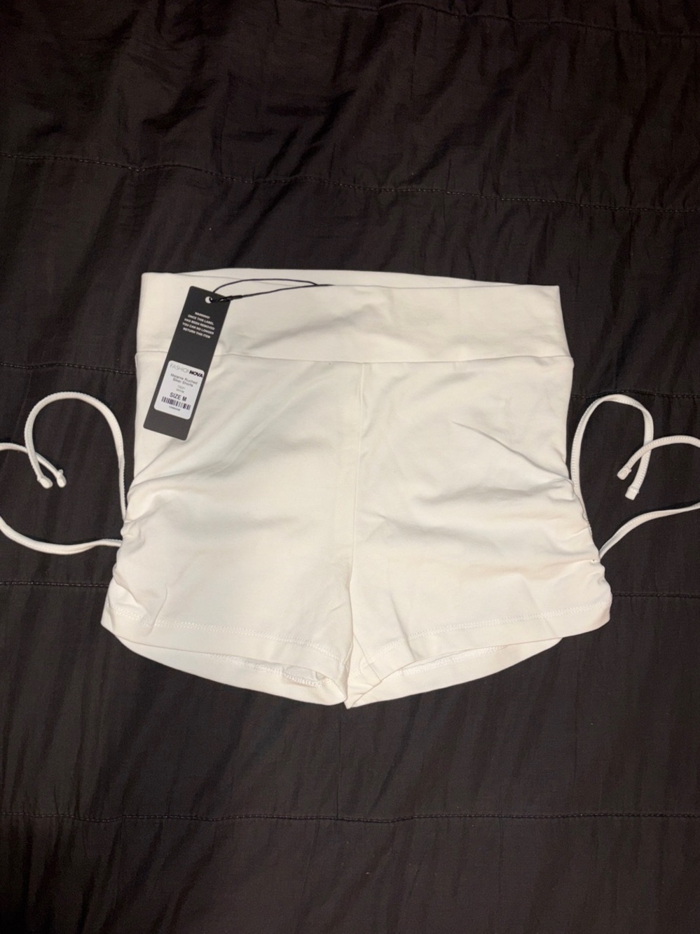 Fashion Nova White High-Rise Side Ruched Bike Shorts